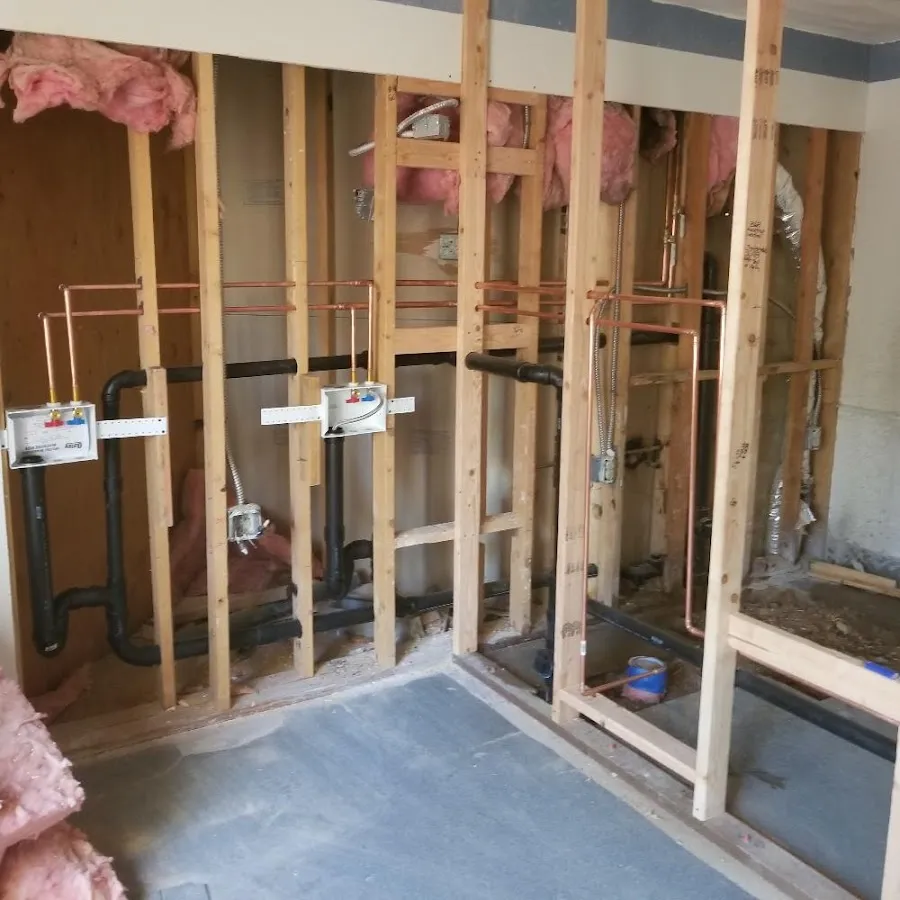 Copper pipe rough-in and plumbing installation in Fairfax